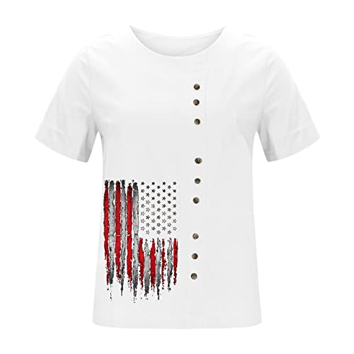 Women's Long Sleeve Thin T-Shirt - Summer Floral Printed Crew Neck Linen Top | Casual Blouse for Work, Travel & Everyday Wear (White, Size S)