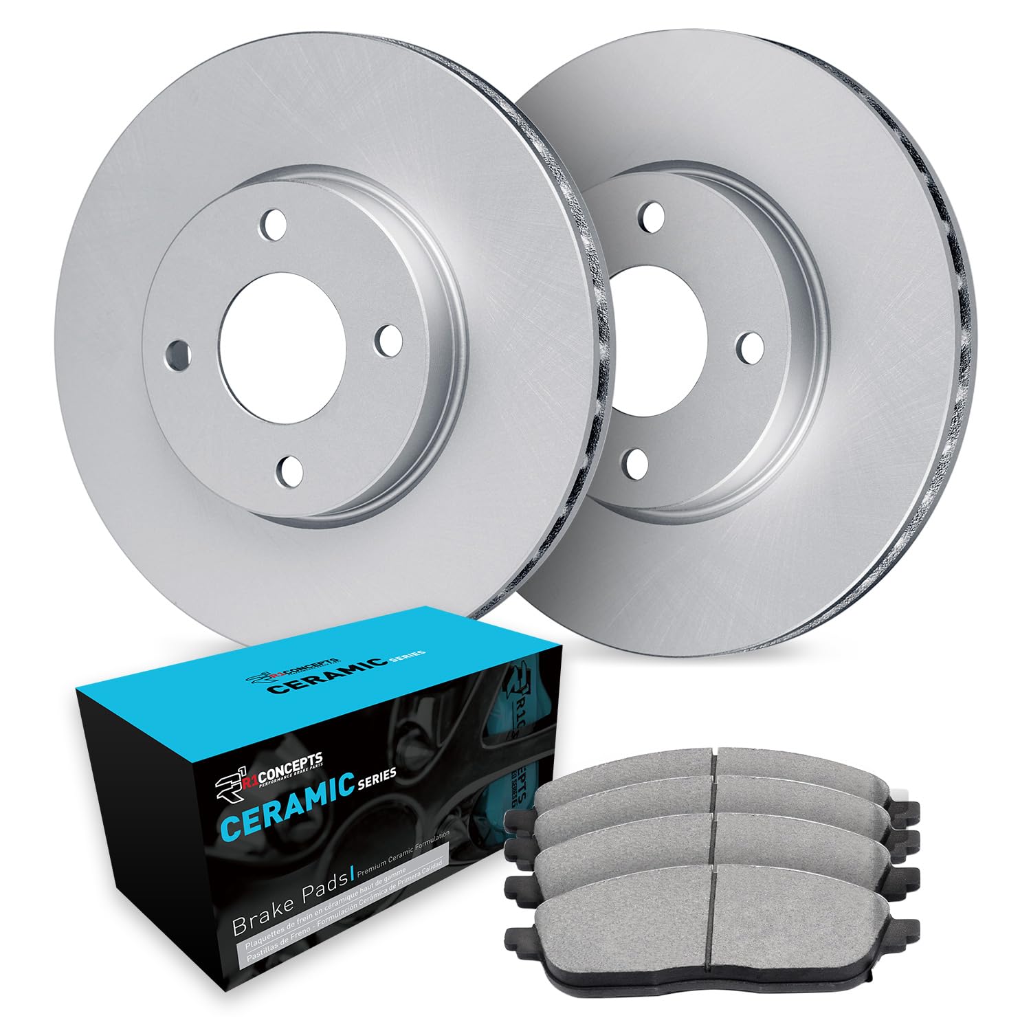 R1 Concepts Premium Front Brake Pads and Rotors Kit - Ceramic Brake Pads with Drilled & Slotted Rotors - Compatible with 1990-1993 Honda Accord - Perfect for Daily Driving & Performance Upgrades