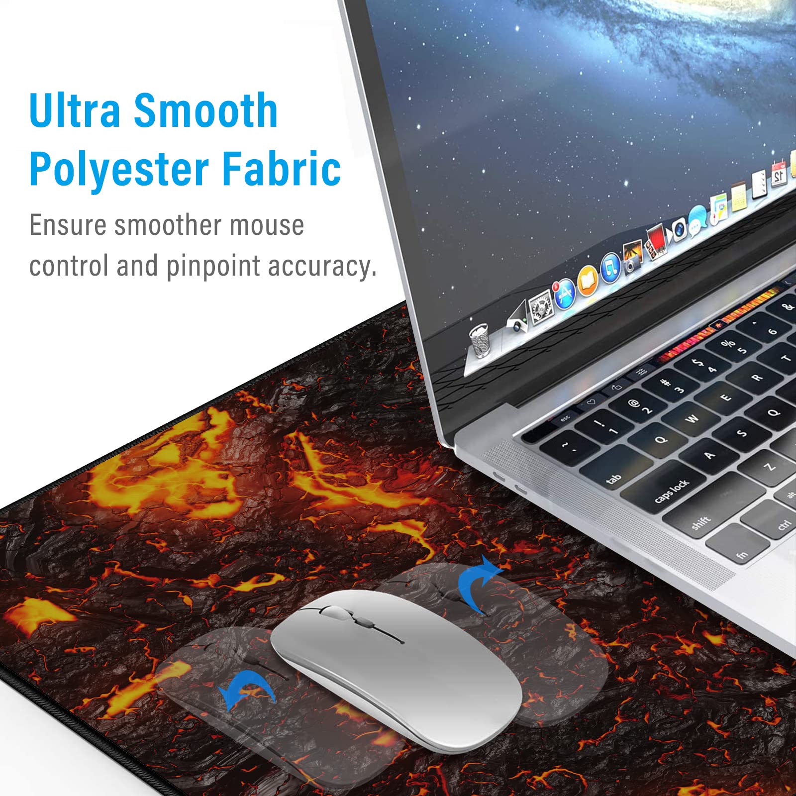 XXL Extended Gaming Mouse Pad - 35.4x15.7x0.12 Inches Non-Slip Rubber Base - Perfect for PC, Laptop & Office Work - Ultra Smooth Surface for Gaming, Graphic Design & Daily Computing