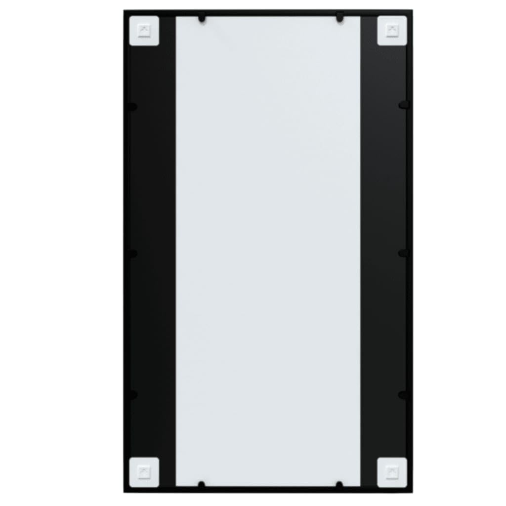 Black Metal Wall Mirror for Makeup & Bathroom Decor - 100x60 cm Hanging Vanity Mirror with Adjustable Tilt - Perfect for Bedroom, Bathroom & Dressing Room