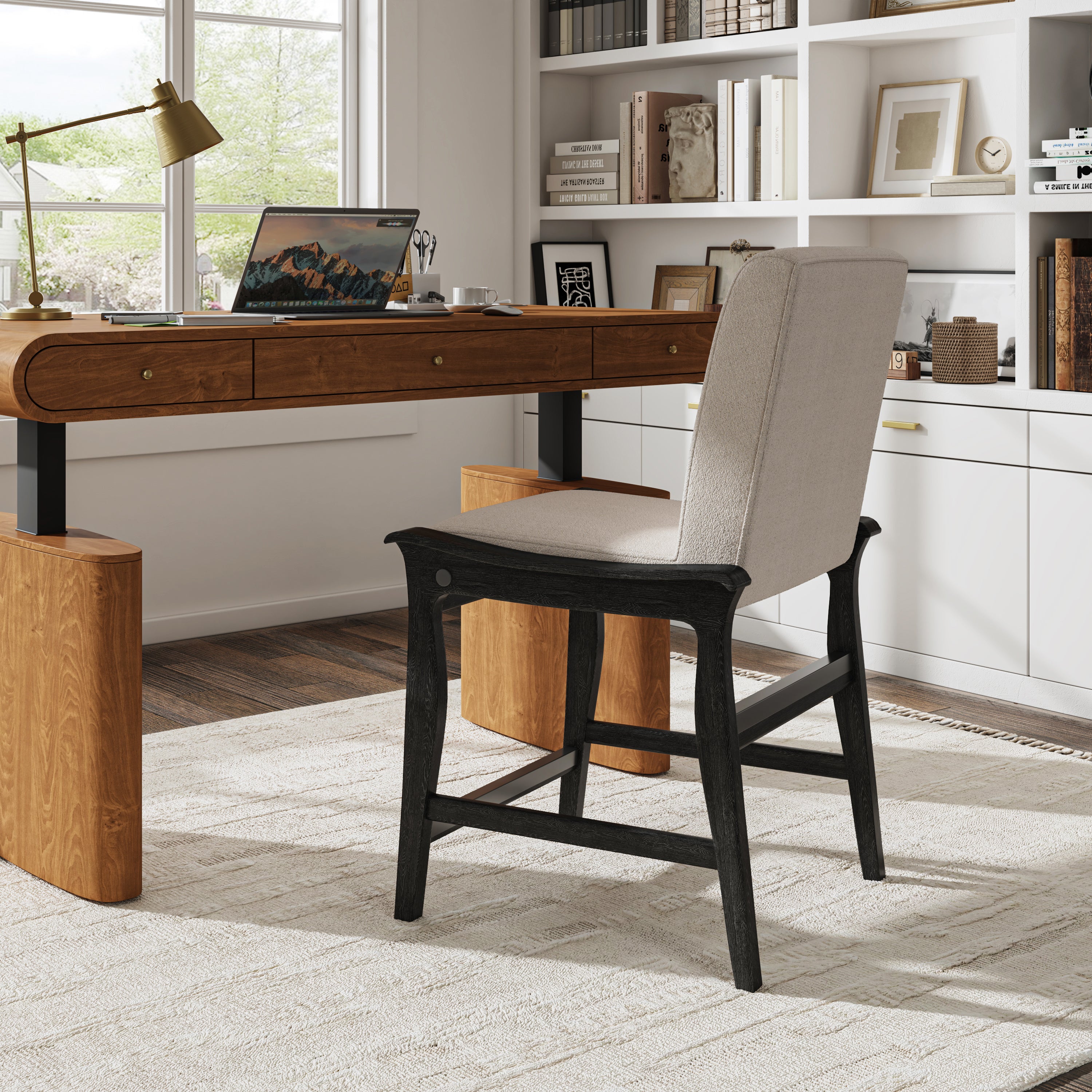 Modern Upholstered Counter Stool with Quick Shift to Dining Chair - Versatile Kitchen Island, Bar & Dining Room Seating for Home & Restaurant Use