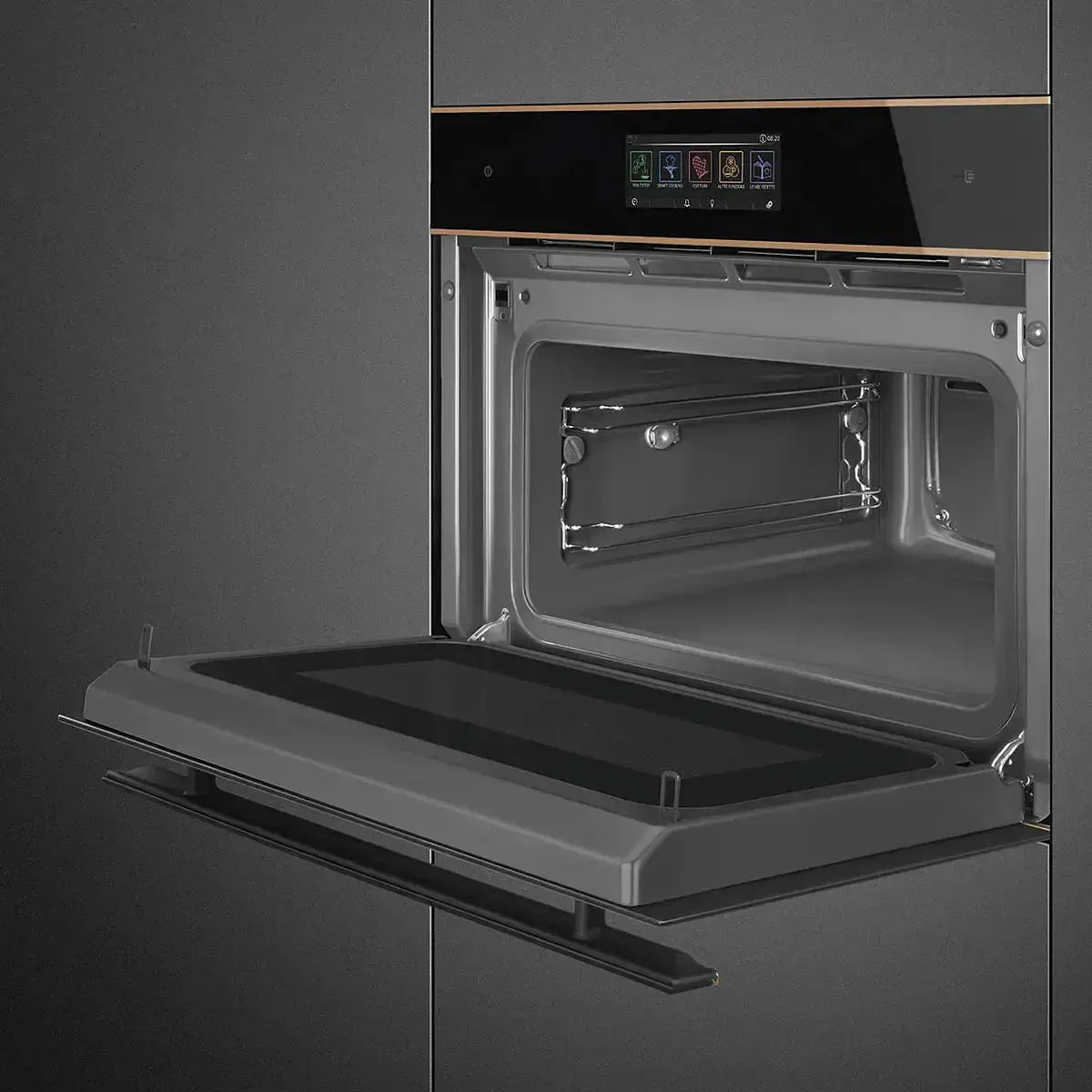 Smeg SOA4606WAPNR 45cm Combination Oven - Black | Built-in Microwave & Convection Oven | Perfect for Modern Kitchens, Small Spaces & Gourmet Cooking