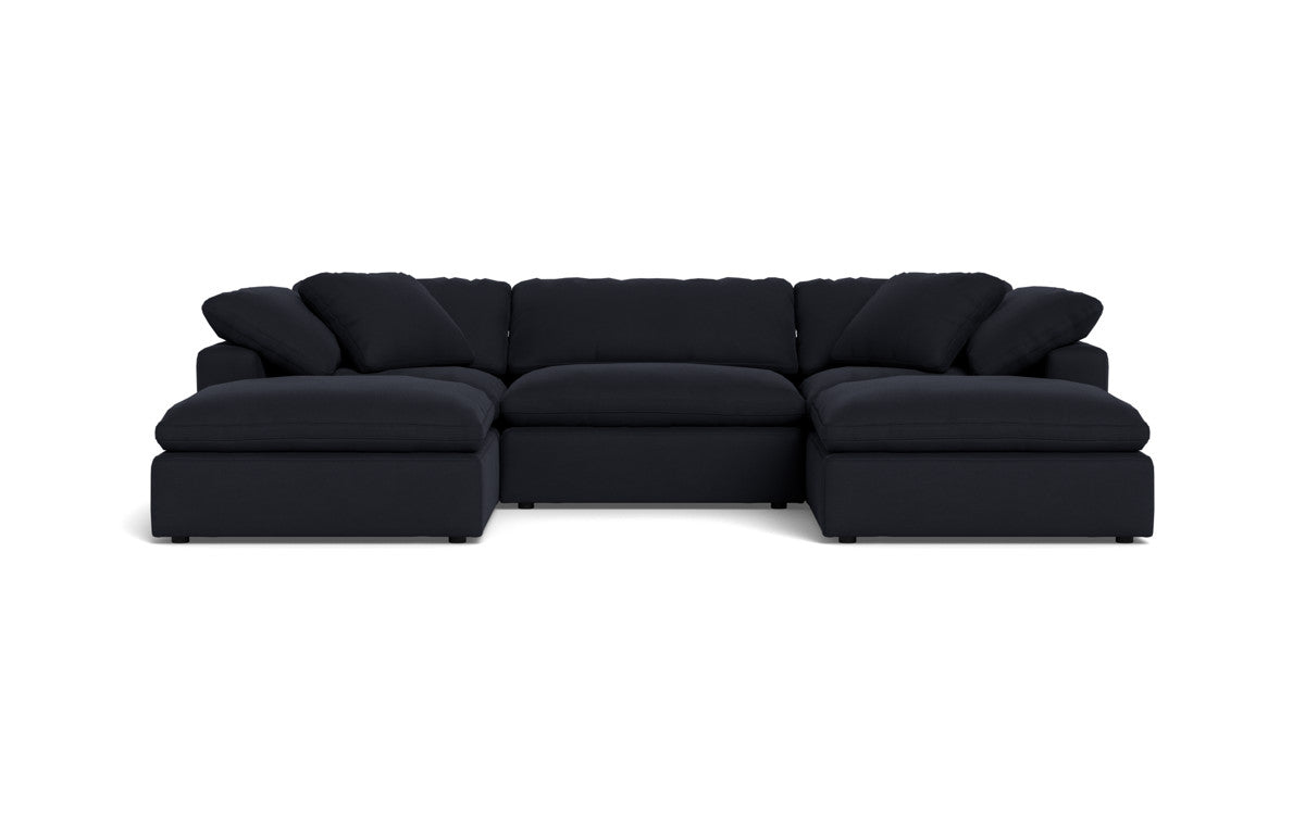 Fluffy 3-Piece Sofa Set with Double Ottoman - Soft and Comfortable Living Room Furniture for Small Spaces, Apartment, Dorm or Lounge Area