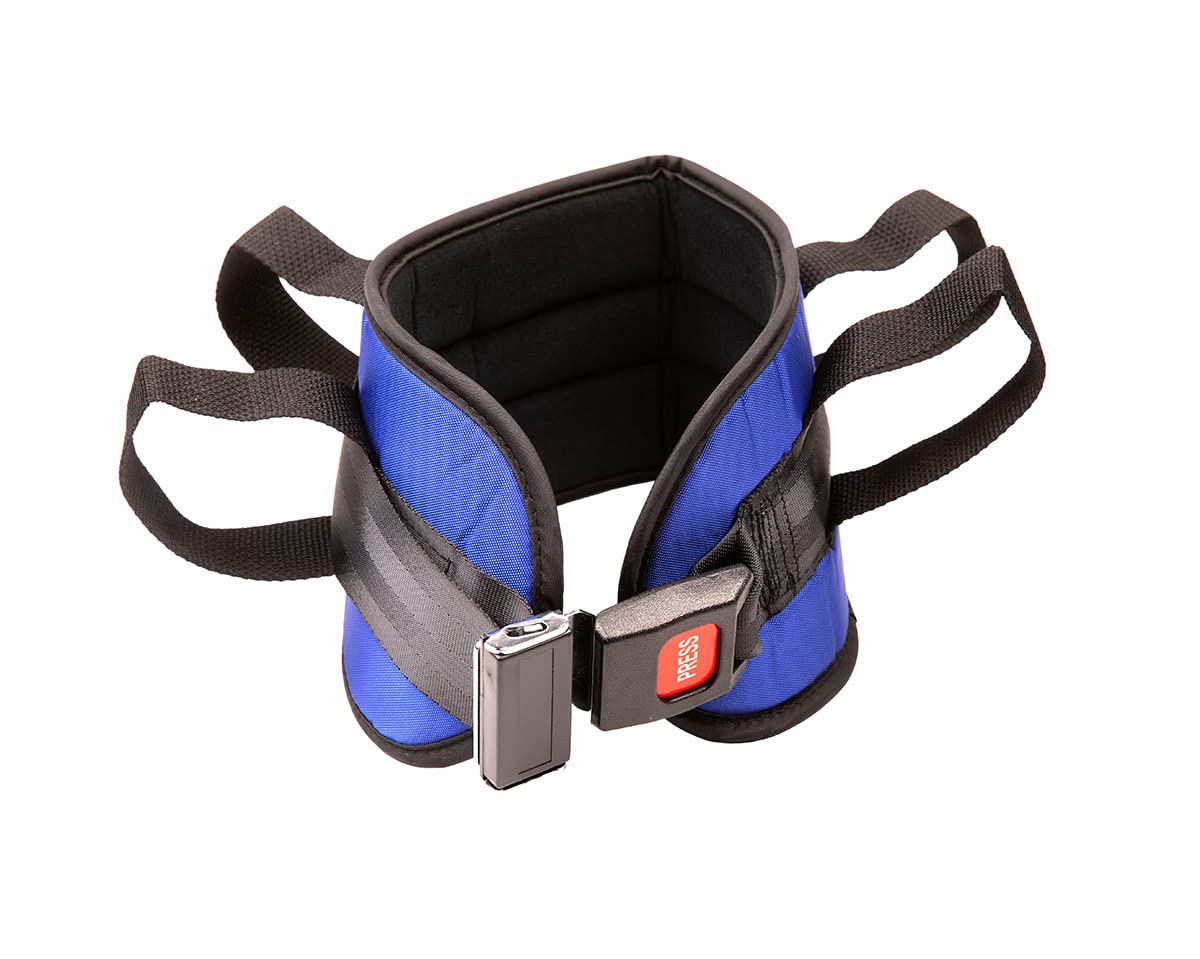 Fabrication Enterprises Padded Transfer Belt with Auto Buckle - Small Size, Blue - Ideal for Patient Mobility & Elderly Care Assistance