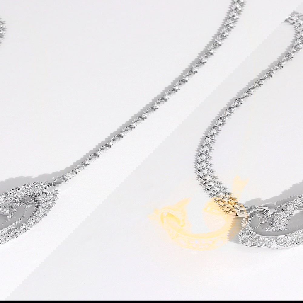 14K Gold Plated Cubic Zirconia Double Circle Pendant Necklace for Women - Elegant Layered Jewelry Gift for Birthday, Anniversary & Valentine's Day