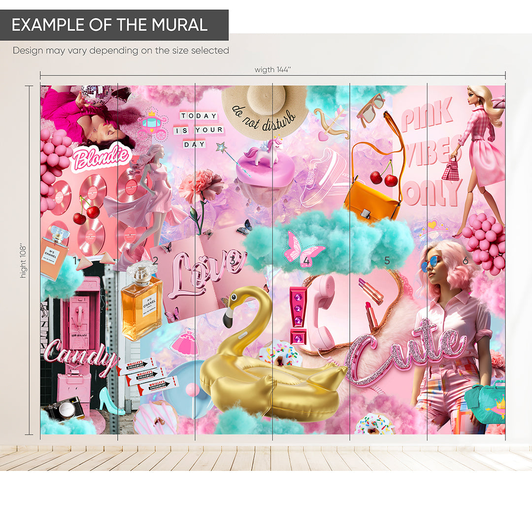 Pink Fashion Style Wall Mural CCM175 - Trendy Home Decor for Bedroom, Living Room & Office