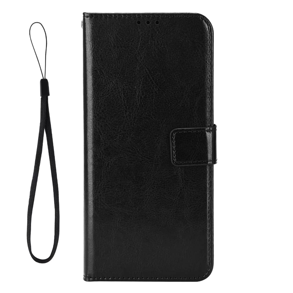 ZTE Axon 40 Ultra Case (A2023P) - Premium Leather Flip Wallet Cover with Card Slots | Black Protective Phone Case for Business & Travel Use