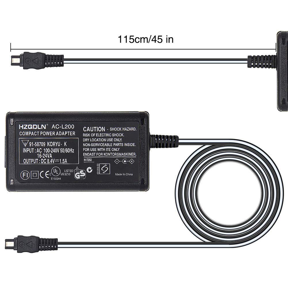 Original AC Adapter Replacement for Sony AC-L200 Charger (Black A6) - Power Supply for Sony Cameras, Video Recorders & Electronic Devices - Perfect for Travel, Studio & Home Use