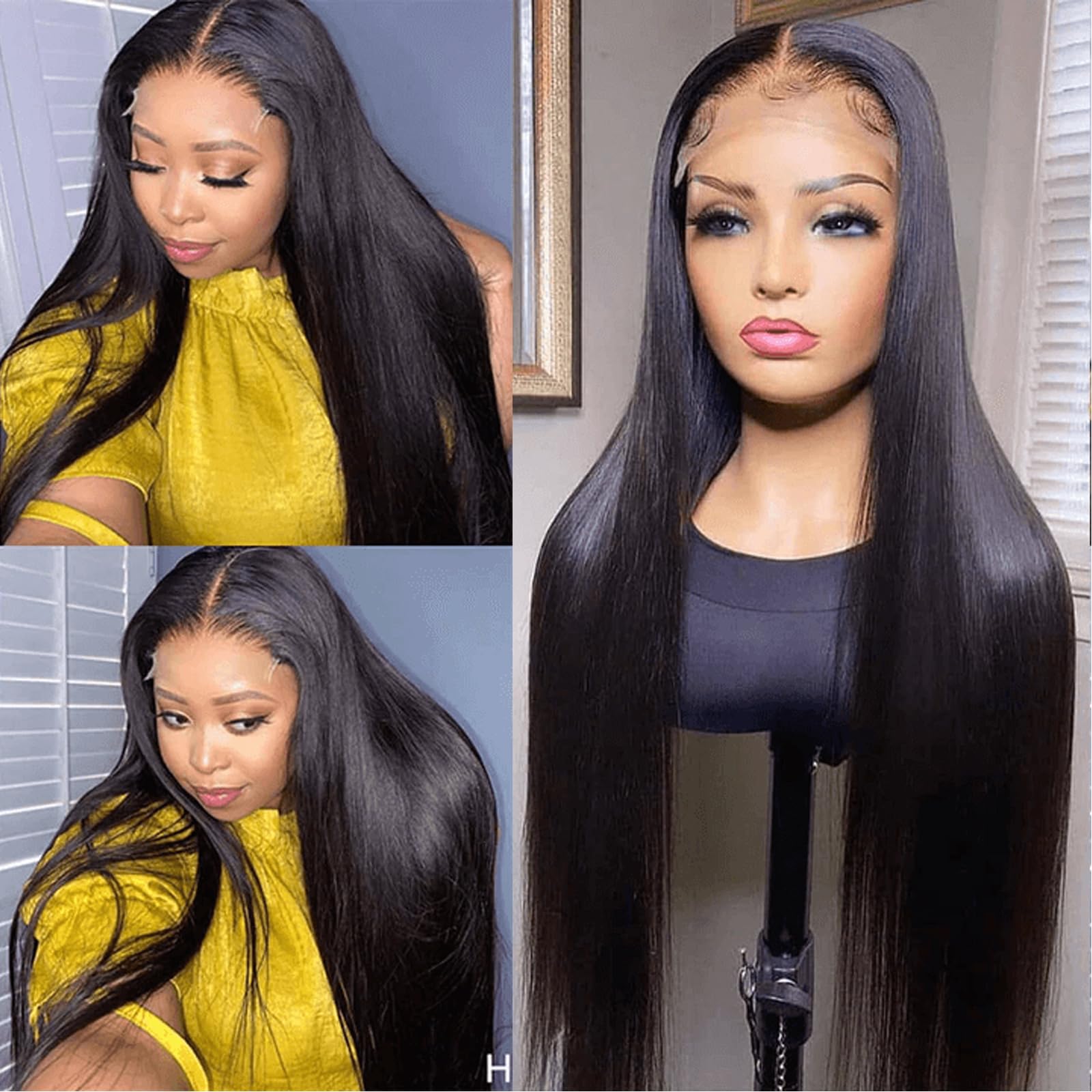5x5 HD Lace Closure Glueless Wigs Human Hair - Pre Plucked, Pre Cut, Bone Straight with Baby Hair (28 Inch) | Perfect for Daily Wear, Special Occasions & Protective Styling
