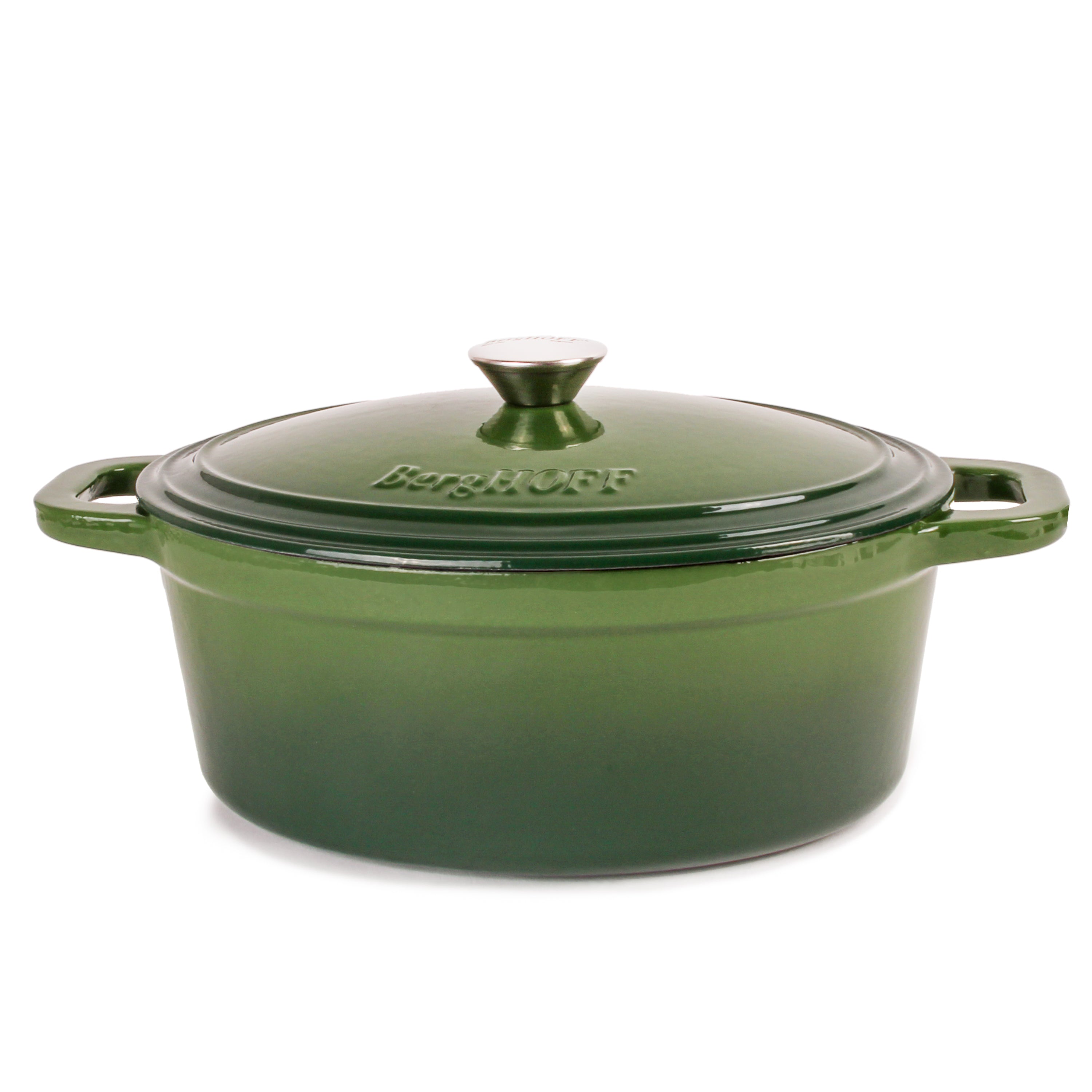 BergHOFF Neo 4-Piece Cast Iron Cookware Set - 5qt & 8qt Dutch Oven with Lid - Premium Green Enameled Cookware for Stovetop, Oven & Camping - Perfect for Braising, Stewing & Baking