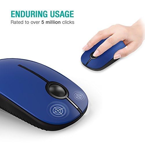 VssoPlor Wireless Mouse - 2.4G Slim Portable Computer Mouse with Nano Receiver for Laptop, PC, MacBook - Ergonomic Design for Office Work, Gaming & Travel (Black Blue)