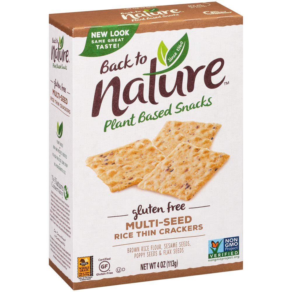 Back to Nature Non-GMO Rice Thins - Gluten Free Multi-Seed Crackers, 4oz (Pack of 1) - Healthy Snack for Parties, School Lunches & On-the-Go