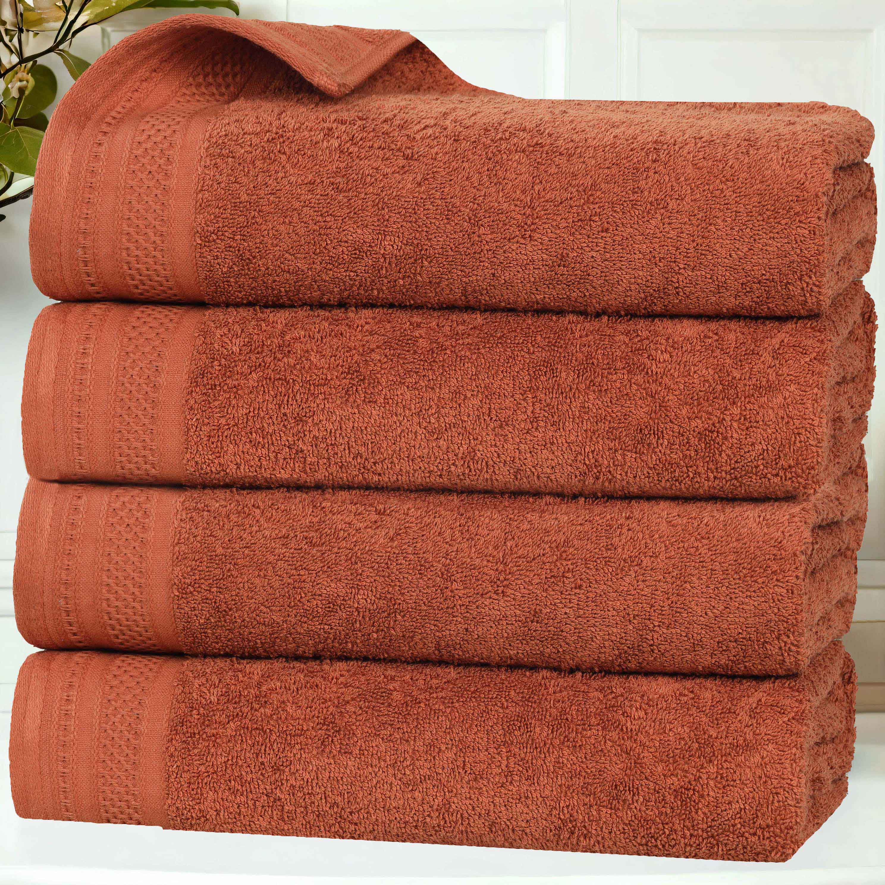 Premium Honeycomb Waffle Weave Cotton Bath Towels Set of 4 - Ultra Soft & Absorbent Luxury Bathroom Towels for Spa, Hotel, and Home Use