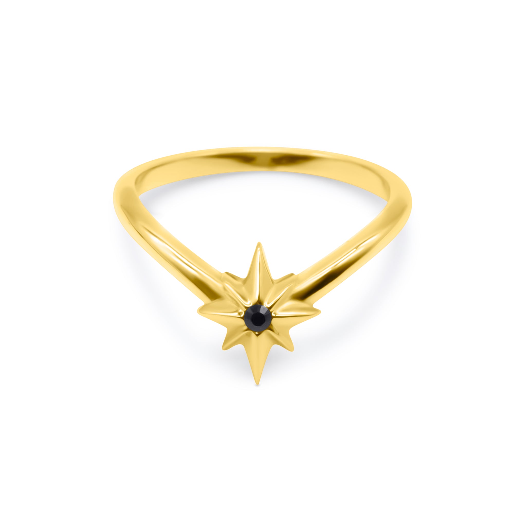 Stella Maris Gold North Star Ring for Women - Elegant Virgin Mary Star of the Sea Jewelry - Perfect for Gifts, Baptism, First Communion & Spiritual Occasions