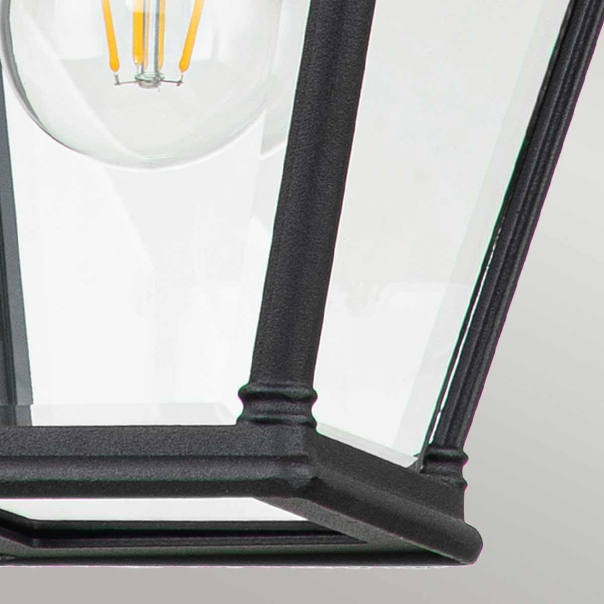 Bayview 1 Light Medium Chain Lantern - Black IP44 E27 Outdoor Wall Light for Porch, Patio & Garden Decor