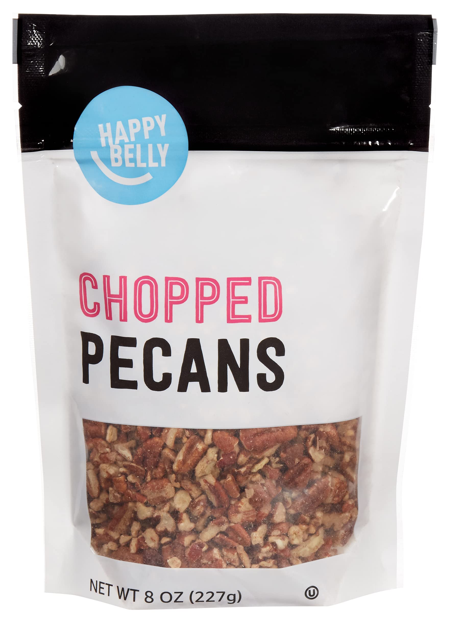 Happy Belly Chopped Pecans 8 oz | Premium Quality, Fresh & Crunchy | Perfect for Baking, Salads & Snacking