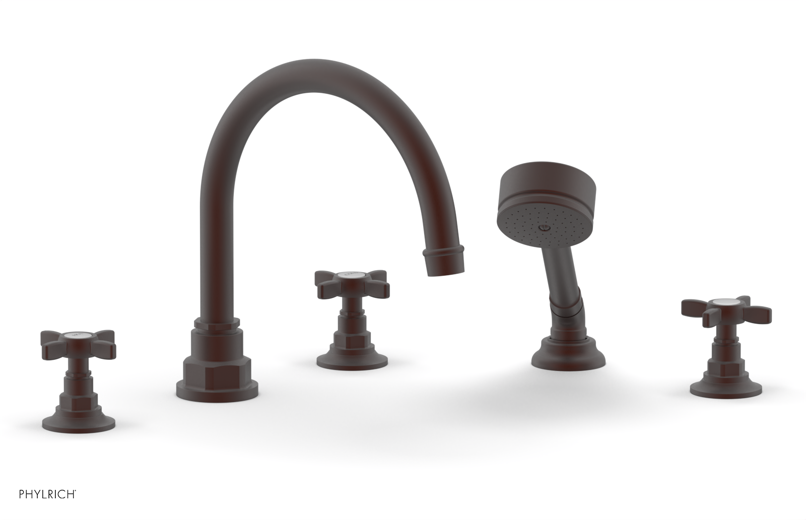 Jamestown Deck Tub Set with Hand Shower - Cross Handles 165 48 - Outdoor/Indoor Freestanding Bathtub for Patio, Garden, or Bathroom Relaxation