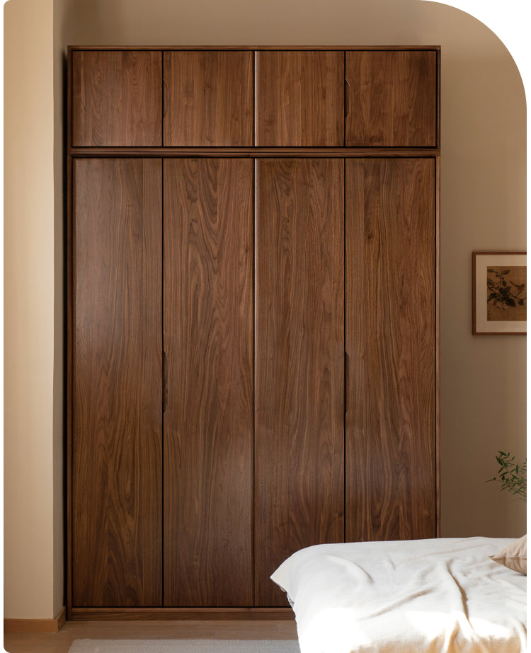 Solid Black Walnut Wood Large Wardrobe - Spacious Closet Organizer for Bedroom, Walk-in Closet & Master Suite Storage