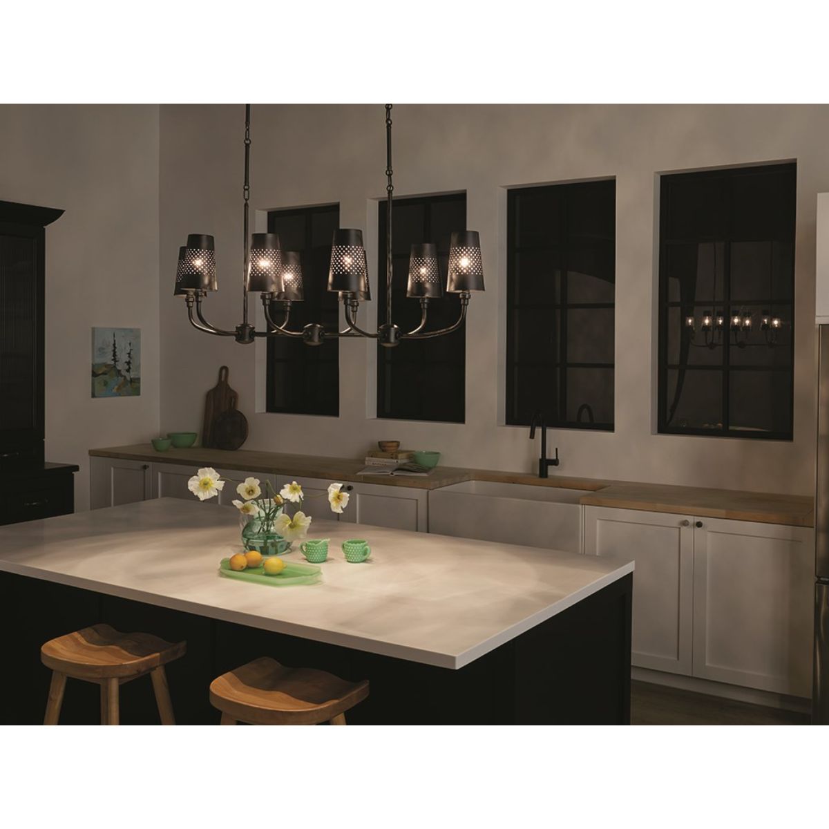 Adeena 47-Inch 8-Light Modern Linear Chandelier - Dimmable LED Crystal Pendant Lighting Fixture for Dining Room, Kitchen Island, Bedroom, and Living Room