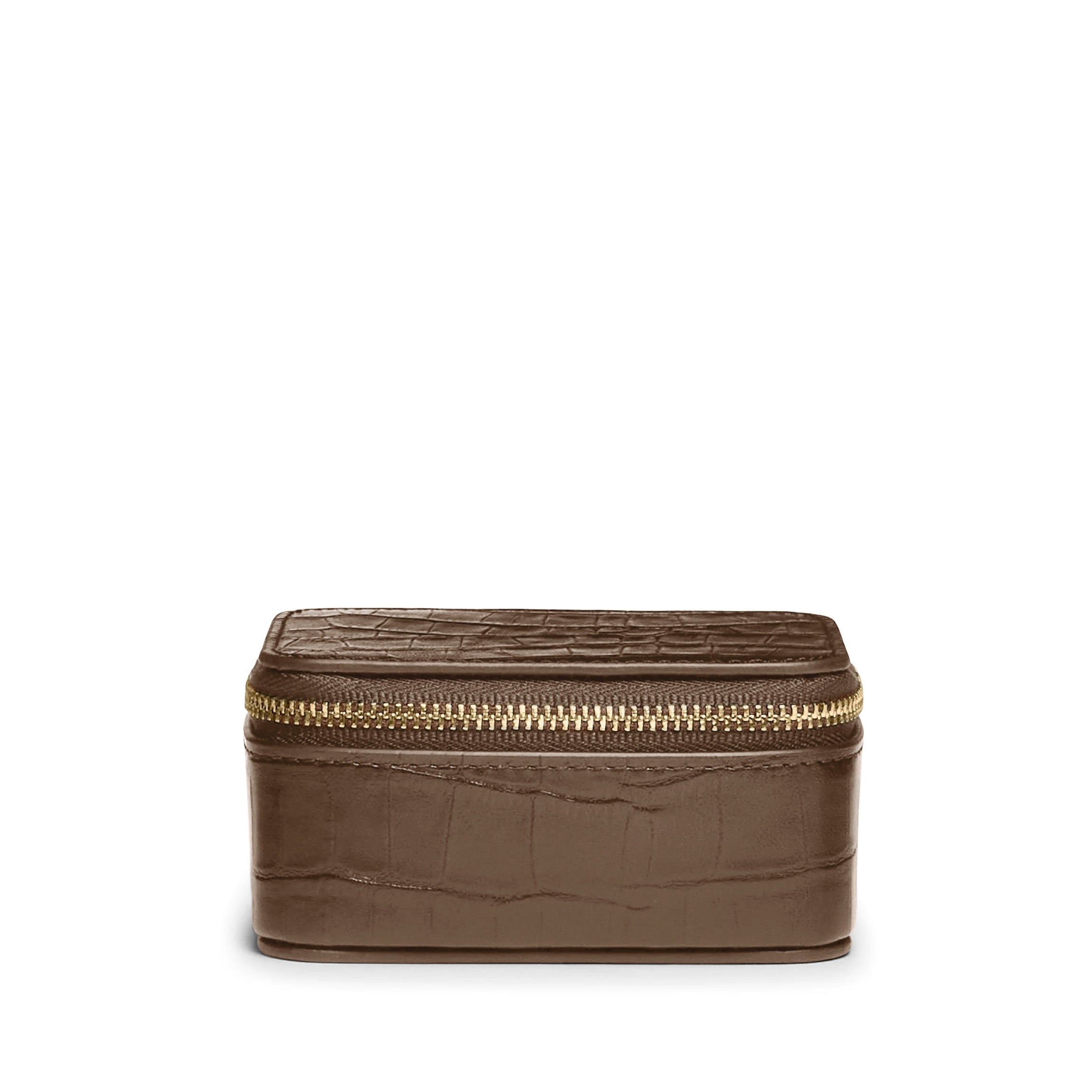 Elegant Small Jewelry Ring Box - Cocoa Crocodile Leather Gift Box for Engagement Rings, Wedding Bands & Fine Jewelry Storage | Perfect for Proposals, Anniversaries & Special Occasions