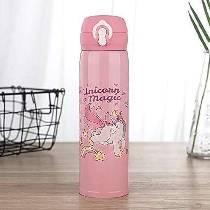Atipriya Unicorn Stainless Steel Water Bottle - 500ml Leak Proof, Double Walled Insulated Kids Sipper with Cute Cartoon Design - Perfect for School, Office, Travel & Outdoor Activities