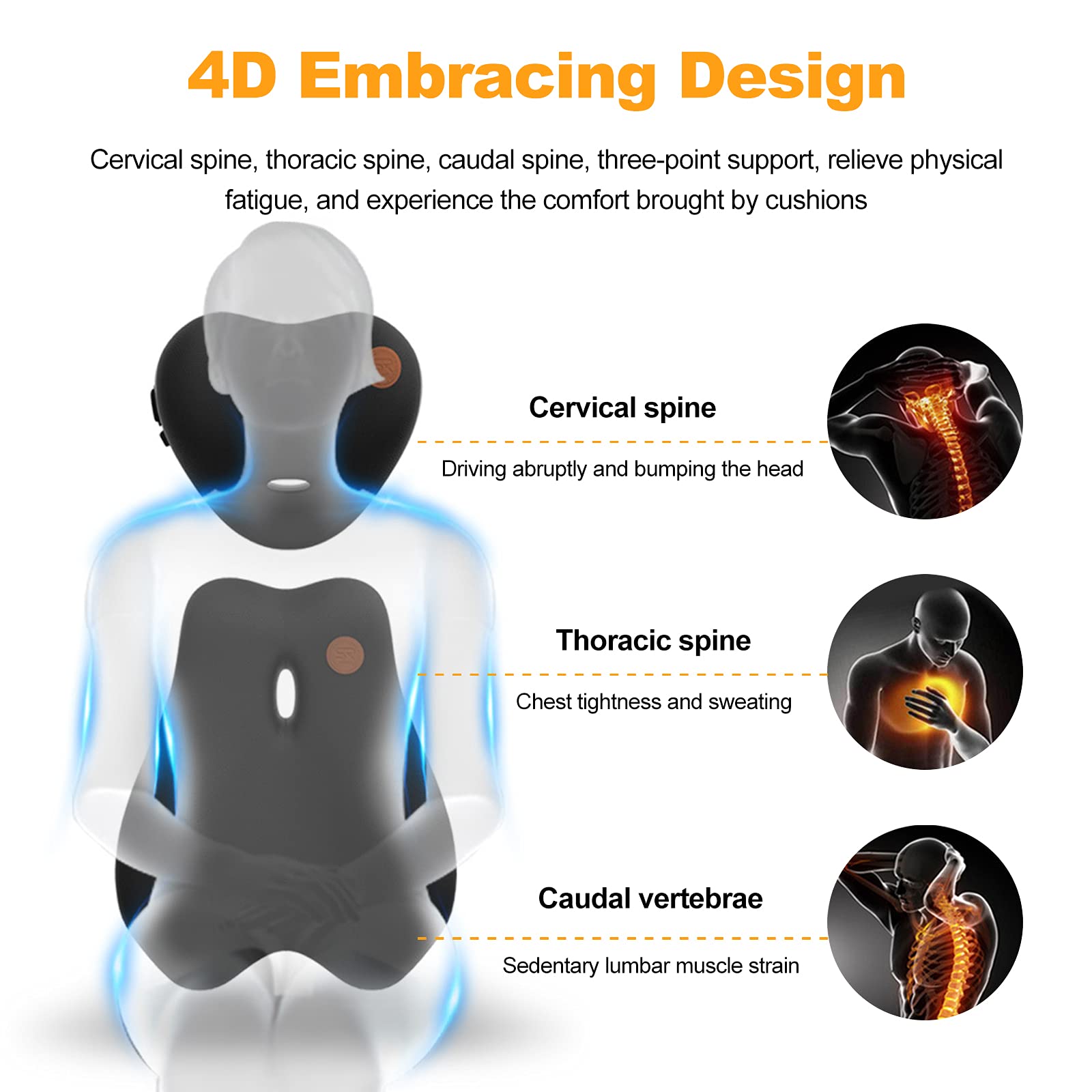 Ergonomic Lumbar Support Pillow for Office Chair, Car Seat & Gaming Chair - Electric Massage Neck Pillow with Breathable Memory Foam & Washable 3D Mesh Cover - Relieves Back Pain & Nape Discomfort (Mocha) - Perfect for Work, Driving & Long Gaming Sessions