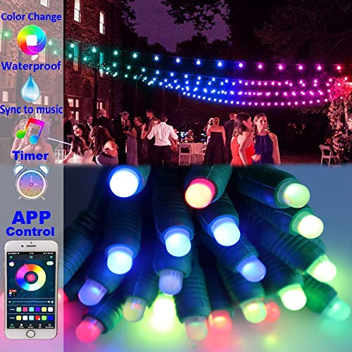 50LED 24.6ft Color Changing Outdoor String Lights - Waterproof Twinkle Fairy Lights for Wedding, Party, Christmas, Garden & Backyard Decoration | Perfect for Holiday Decor, Patio Lighting & Romantic Ambiance