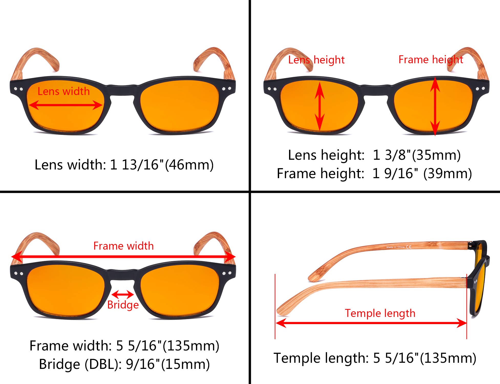 CessBlu Blue Light Blocking Glasses - Orange Tinted Computer Glasses for Eye Strain Relief - Bamboo Frame Reading Glasses for Men & Women - Perfect for Office Work, Gaming & Screen Time