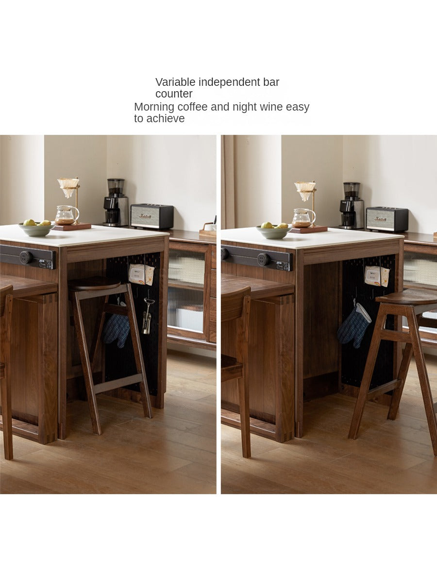 Luxury Black Walnut and Oak Solid Wood Sideboard - Elegant Kitchen Island Buffet for Dining Room & Home Decor