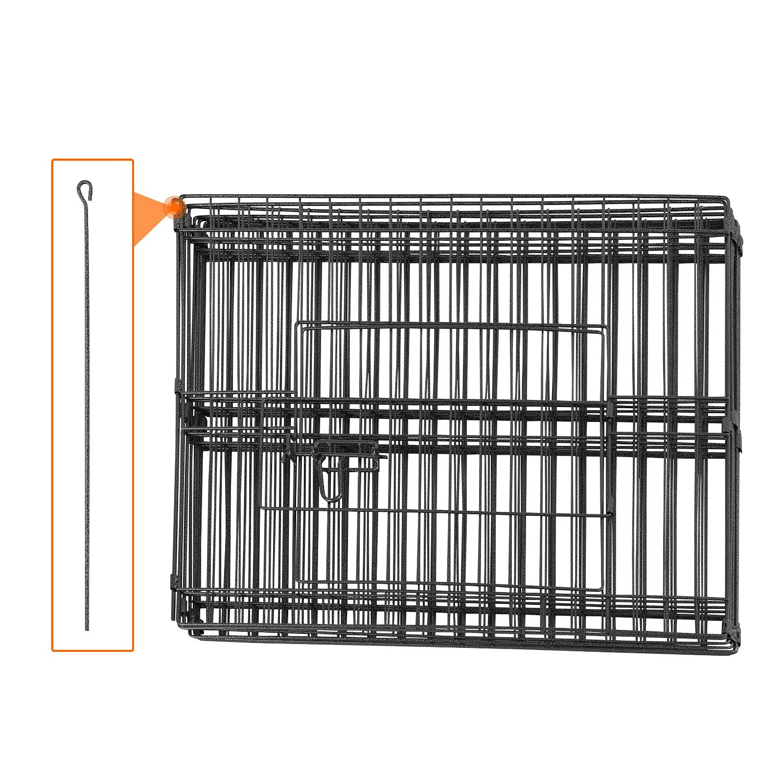 Topeakmart 24 Inch Foldable Metal Puppy Playpen - 24 Panel Portable Pet Fence with Door for Small Dogs | Indoor & Outdoor Use | Exercise Pen for Puppies, Training, Backyard, Travel & Home Safety (Black)