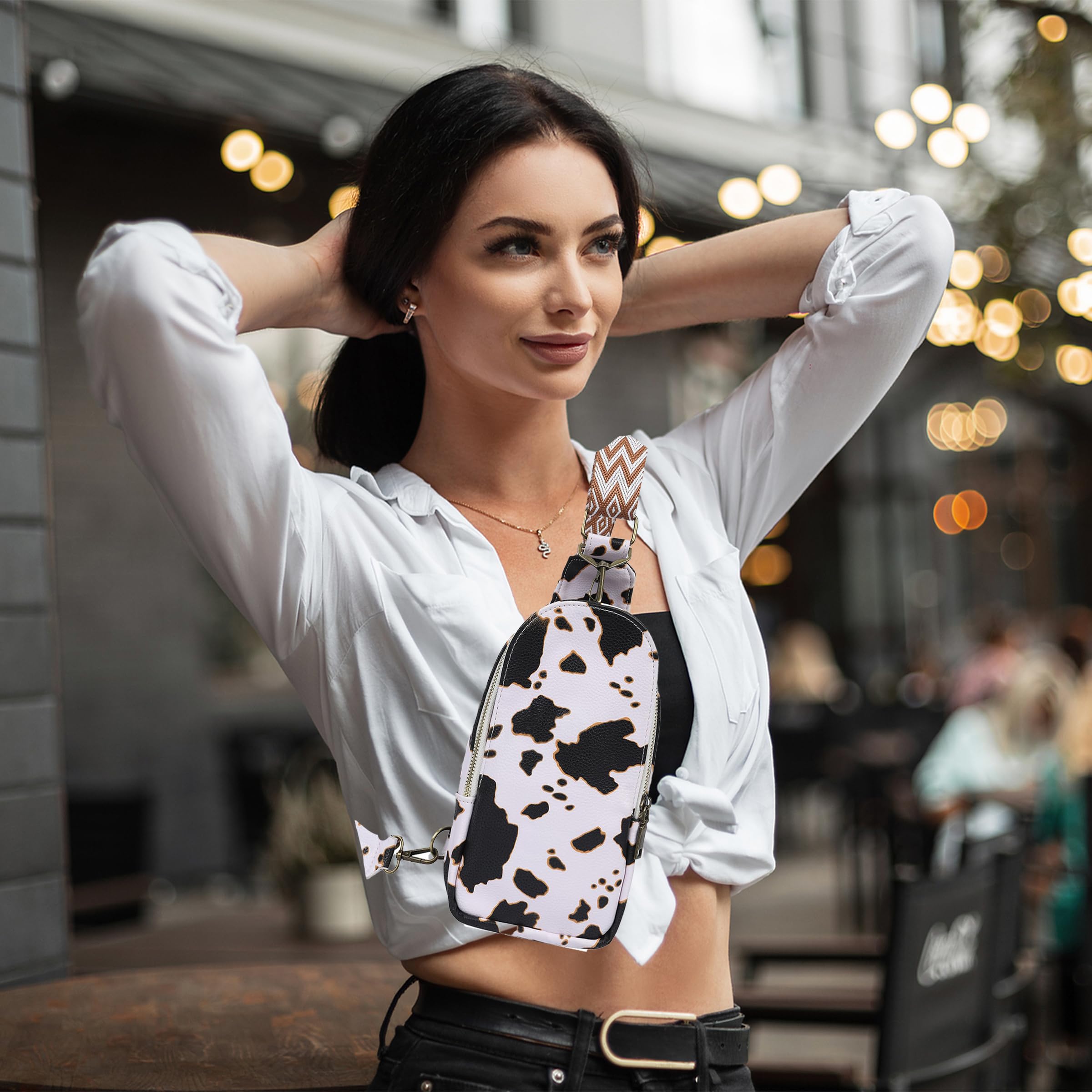 Women's Leather Sling Bag - Small Crossbody Chest Bag, Shoulder Satchel Daypack for Travel, Work & Everyday Use | Durable & Stylish