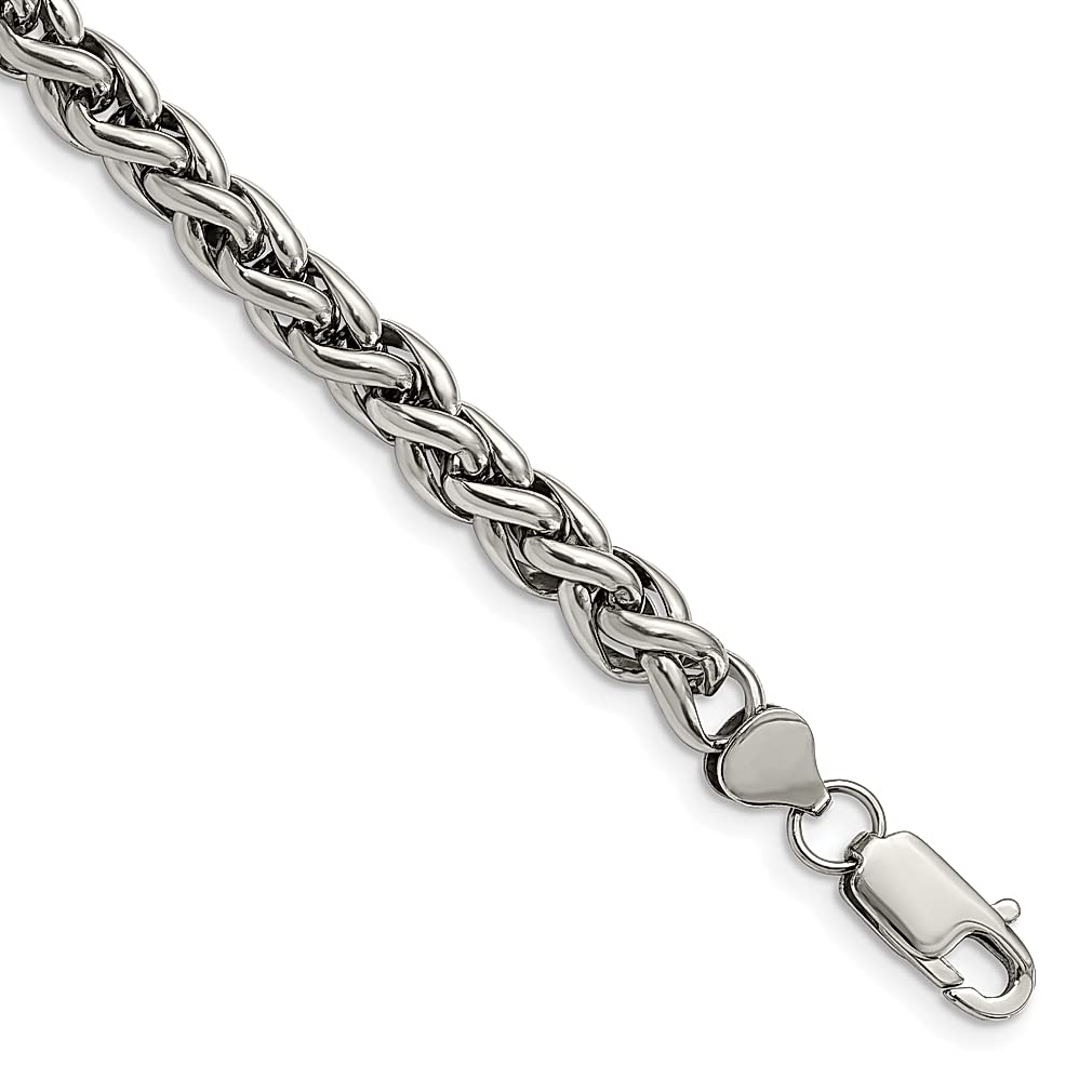 ICE CARATS 8.5 Inch Stainless Steel Spiga Chain Bracelet for Men - Durable Fashion Jewelry Gift for Dad, Husband, Boyfriend - Perfect for Weddings, Anniversaries & Special Occasions