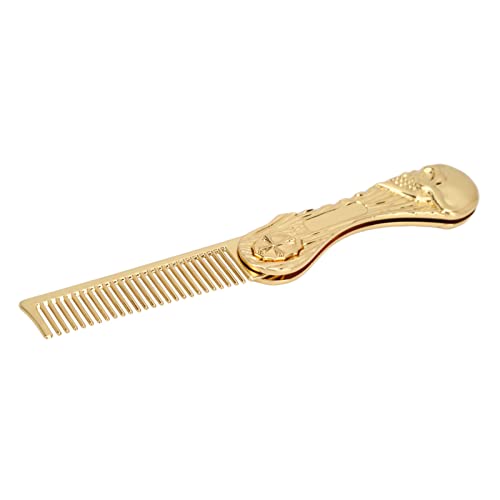 Foldable Hair Comb for Men & Women - Smoothing Teeth Prevents Scalp Irritation, Comfortable Grip Travel Comb for Beard & Hair (Gold) | Perfect for Travel, Gym, Office & Home Use