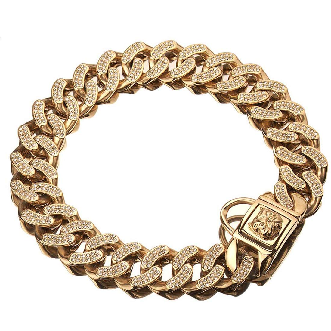 32MM Heavy Duty Stainless Steel Dog Chain Collar for American Bully - 16inch/41cm Gold Plated Pet Necklace - Perfect for Training, Walking & Fashion Accessories