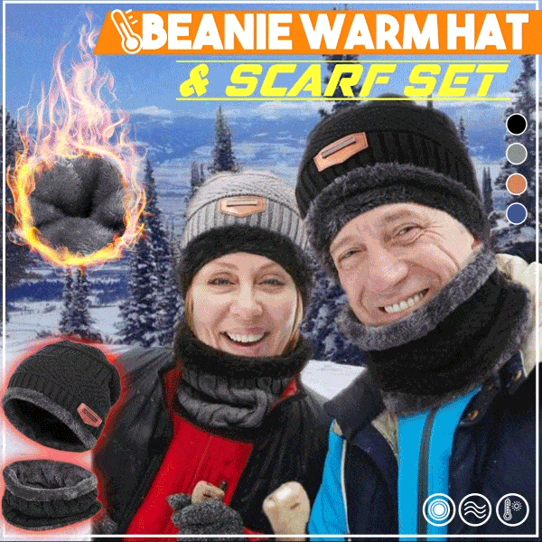 Cozy Winter Beanie and Scarf Set for Men & Women - Soft Knit Fleece Lined Hat & Neck Warmer - Perfect for Skiing, Snowboarding & Cold Weather Activities