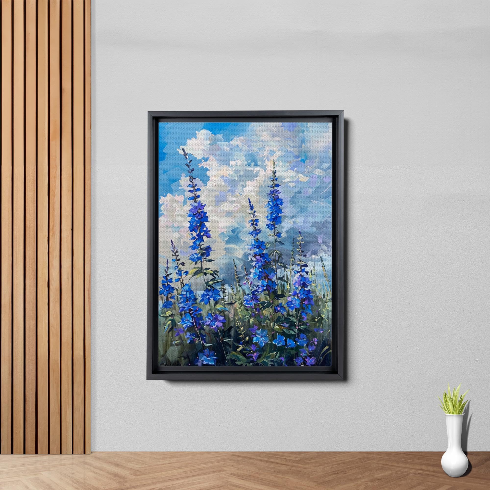 Abstract Purple Orchid Flower Canvas Art - Floral Wall Decor with Mountain Sunset Glow - Handmade Print for Living Room, Bedroom & Office Decoration
