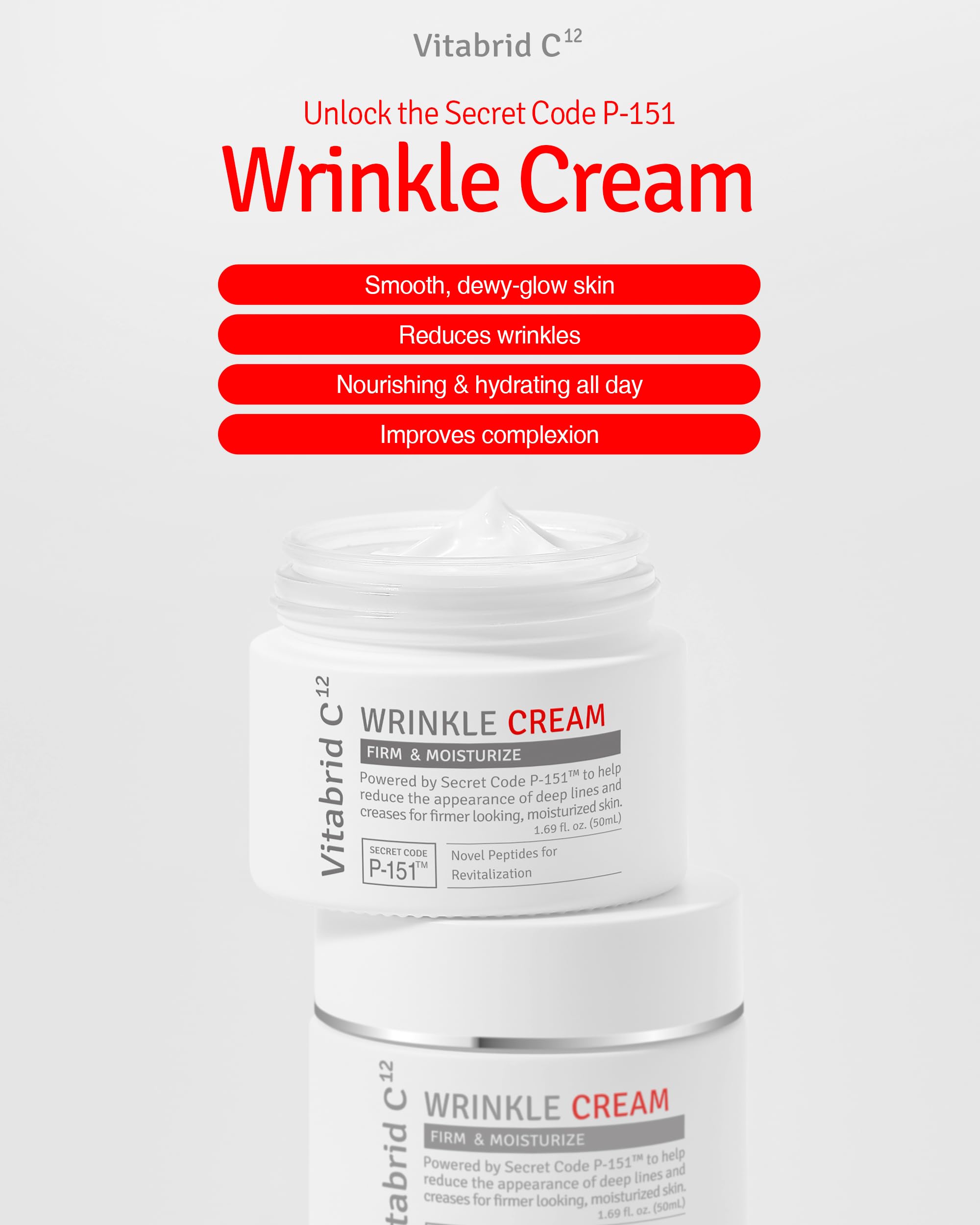 VITABRID Vitamin C Boost Powder with Niacinamide & C12 Wrinkle Cream Bundle - Brightening Anti-Aging Skincare Set for Face & Neck - Perfect for Daily Glow Routine & Nighttime Wrinkle Treatment