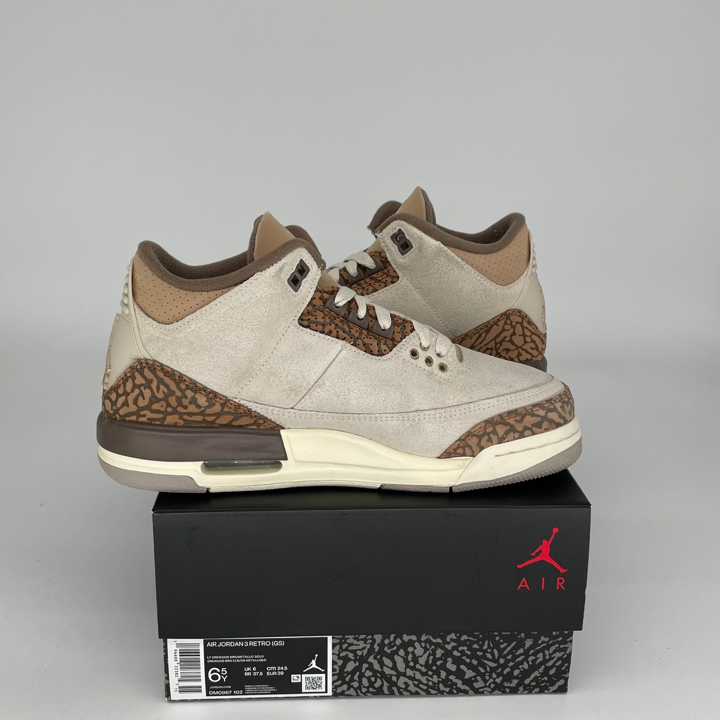 AIR JORDAN 3 PALOMINO Men's Sneakers Size 6.5Y DM0967-102 - Retro Basketball Shoes for Casual Wear & Street Style