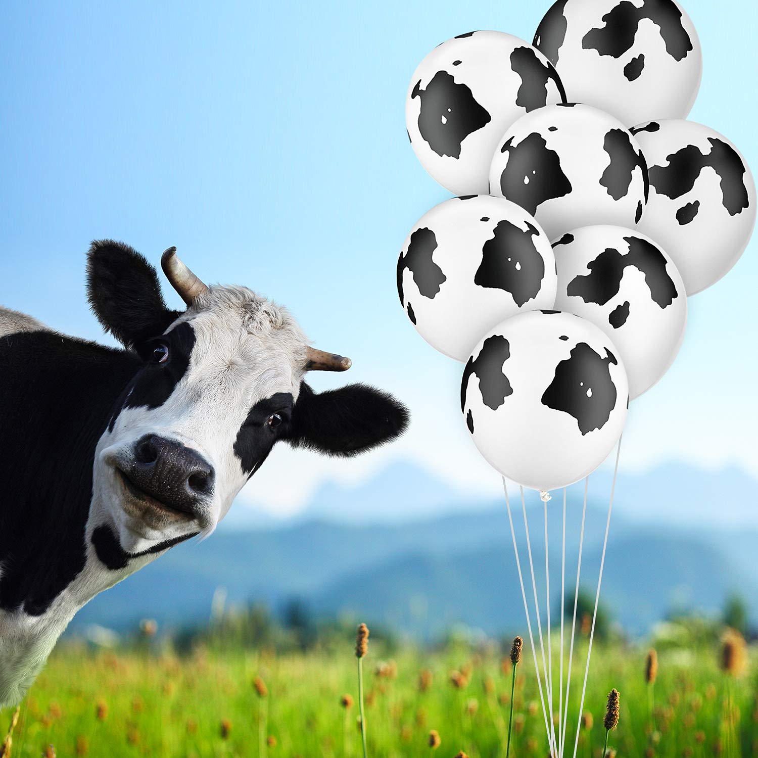 Funny Cow Print Latex Balloons - 24 Pieces for Birthday Party Decorations, Baby Showers & Farm Theme Events - Perfect for Party Supplies, Photo Backdrops & Festive Celebrations