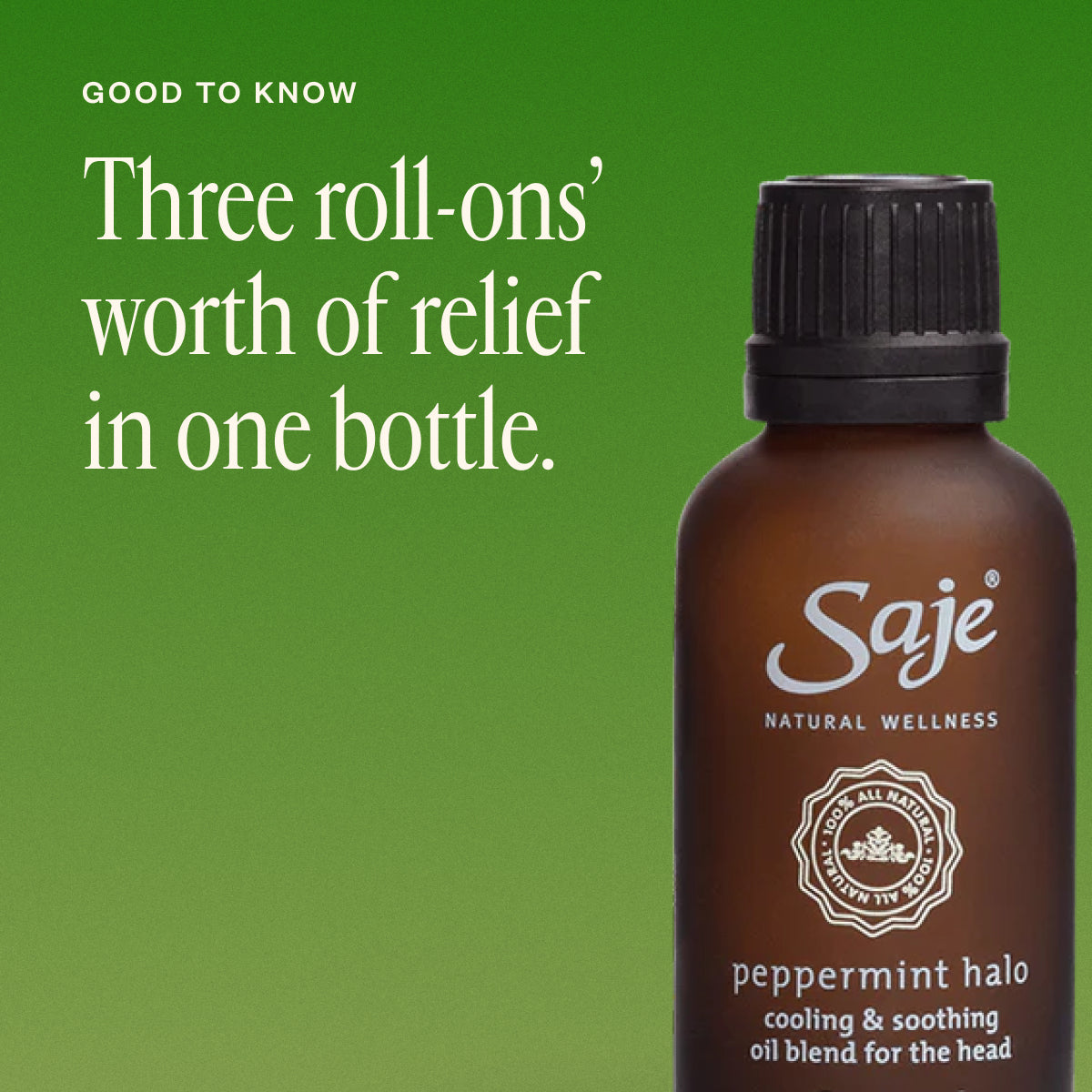 Peppermint Halo Headache Relief Roll-On Refill | Natural Migraine & Tension Relief | Perfect for Travel, Work & Stress Relief