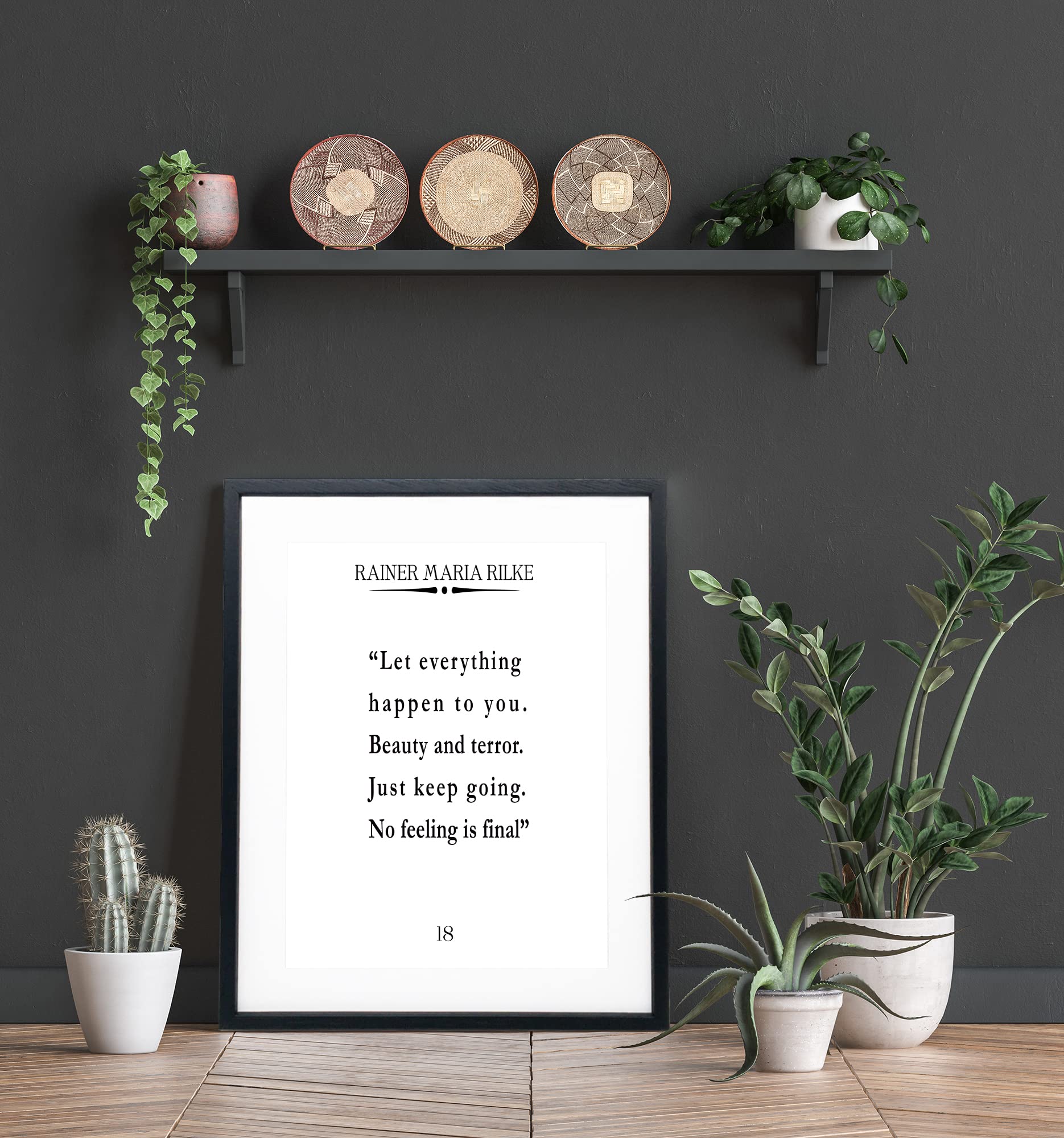 Minimalist Rainer Maria Rilke Quote Wall Art - Inspirational Home & Office Decor - White 8x10 Framed Print - Perfect for Bedroom, Living Room & Gift Giving - Motivational Decor for Friends & Family