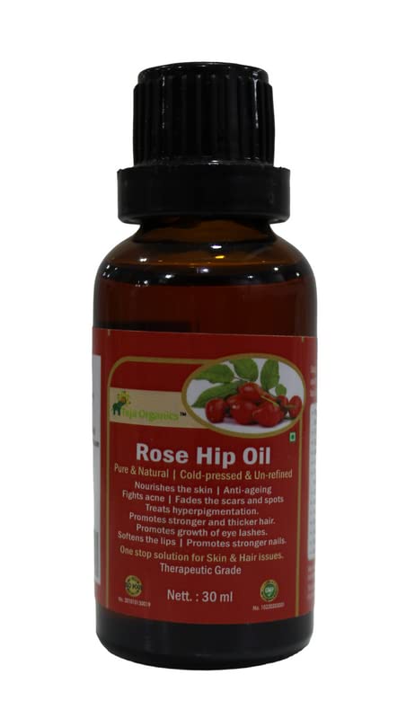 Organic Rosehip Oil for Face & Skin - 100% Pure & Cold Pressed - Anti-Aging, Moisturizing & Scar Treatment - Natural Vitamin C & A Serum - Perfect for Dry Skin, Wrinkles & Stretch Marks - Teja Organics TOEO-15(1) - Ideal for Night Routine, DIY Beauty & Skincare Gifts