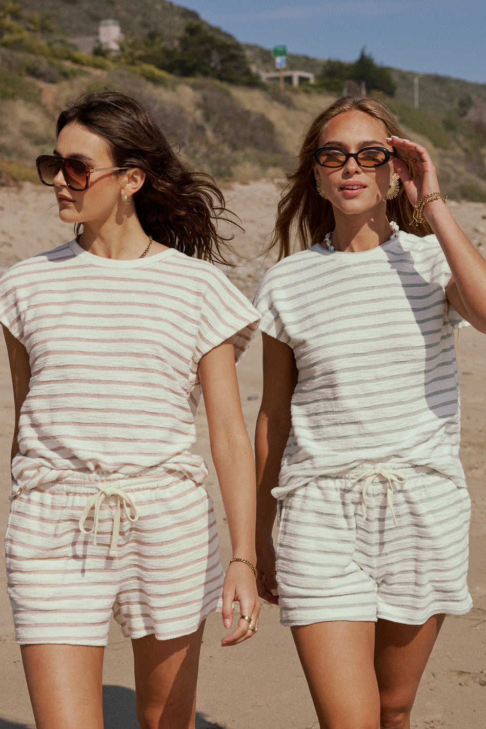 Jessie Striped Women's Tops in Taupe - Casual Long Sleeve Shirt for Work, Date Night & Everyday Wear