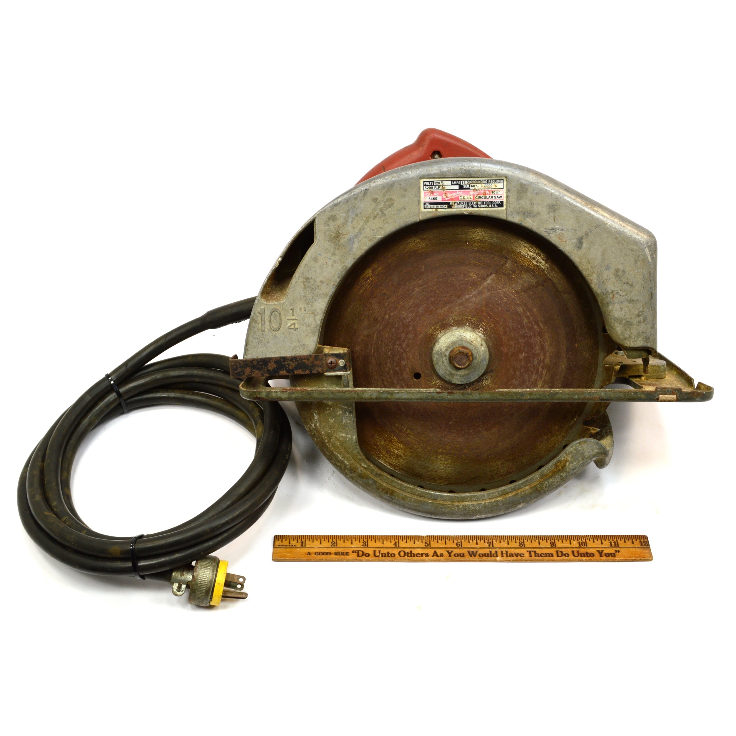 Heavy Duty Milwaukee Circular Beam Saw No. 6460 with 10.25-Inch Blade - 5200 RPM, 15 AMP - Perfect for Professional Woodworking and Construction Projects