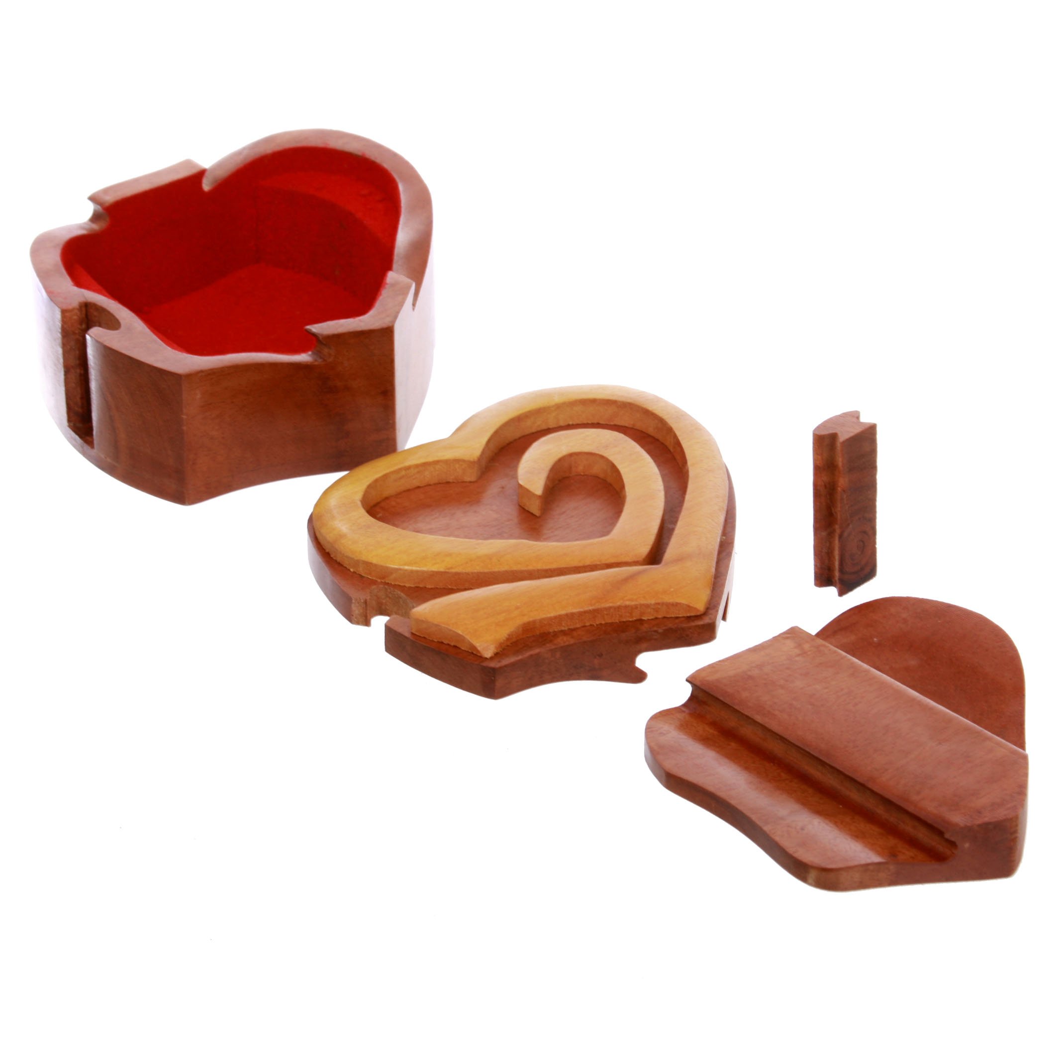 Handcrafted Wooden Secret Jewelry Puzzle Box with Double Interlink Entwined Hearts - Romantic Gift for Anniversary, Valentine's Day - Perfect for Storing Rings, Necklaces & Love Notes