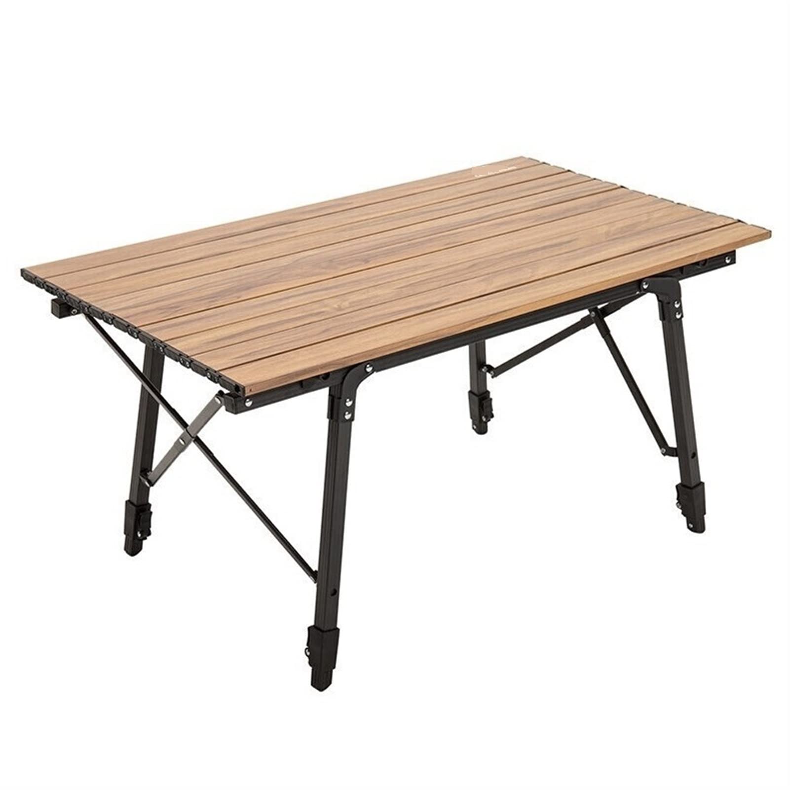 KIRANDY Portable Folding Picnic Table - Lightweight Roll Up Camping Travel Table with Retractable Wood Grain Aluminum Alloy Frame - Perfect for Outdoor Adventures, Beach Trips, and Backyard BBQs