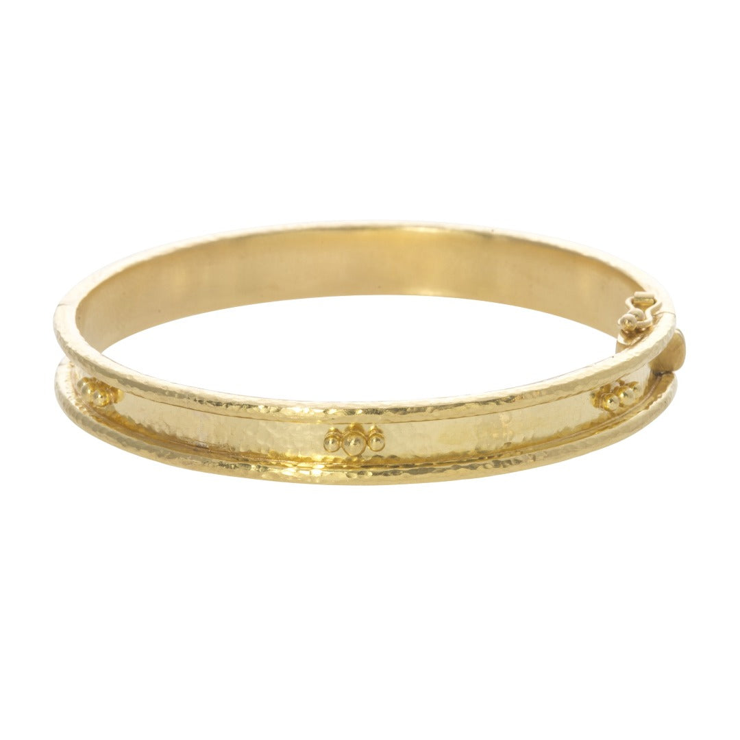 Elizabeth Locke Flat Thin Bangle with Granulation - Elegant Minimalist Gold Bracelet for Women - Perfect for Everyday Wear, Office & Special Occasions