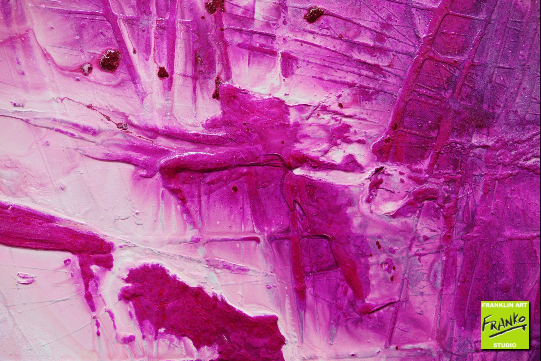 Atomic Colour Bomb 200cm x 80cm Pink Purple White Textured Abstract Canvas Art - Modern Wall Decor for Living Room, Bedroom & Office