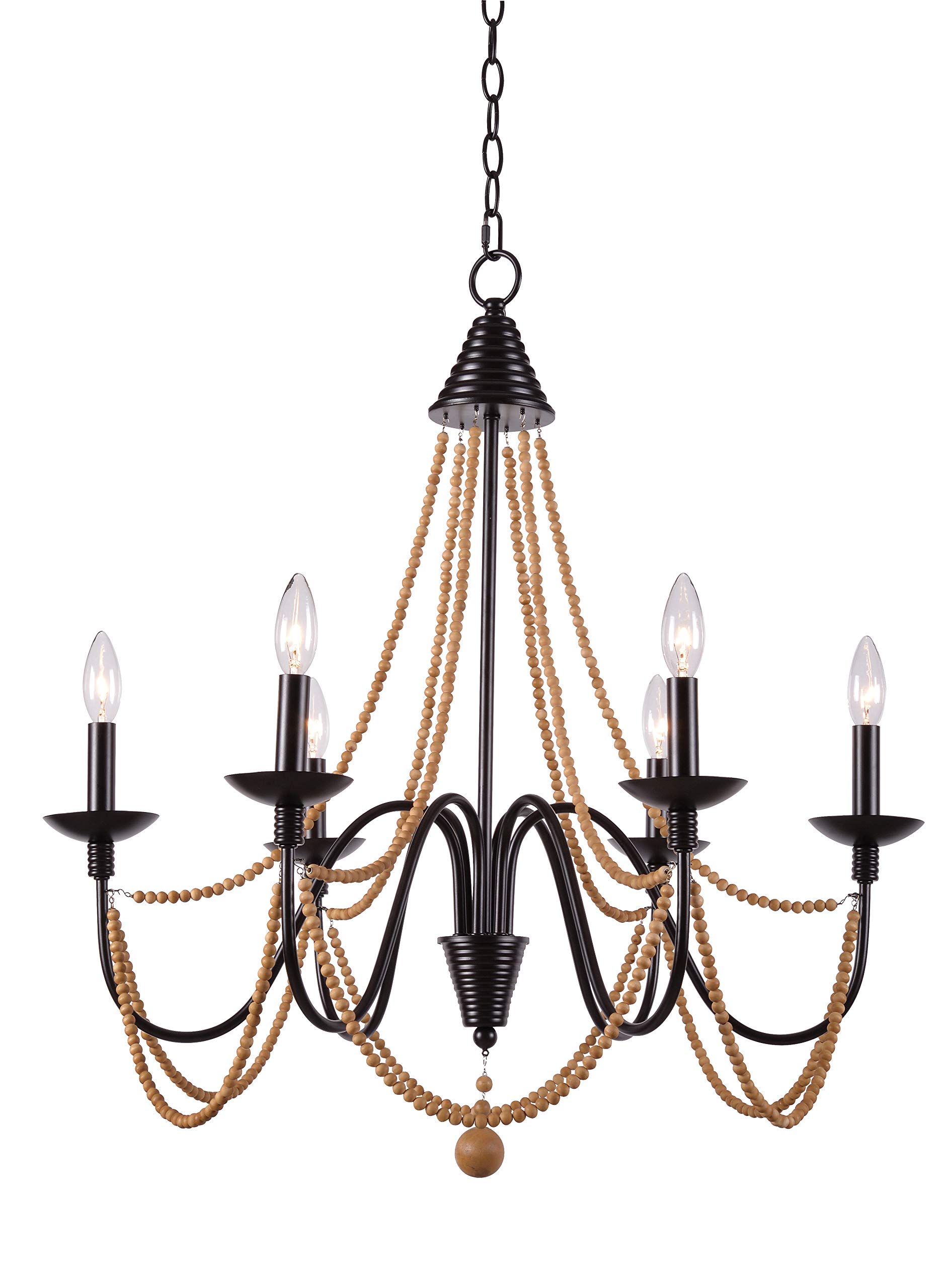 Kenroy Home 93918ORB Escapade 6-Light Chandelier - Oil Rubbed Bronze Finish, Casual Style Ceiling Light Fixture (26.5