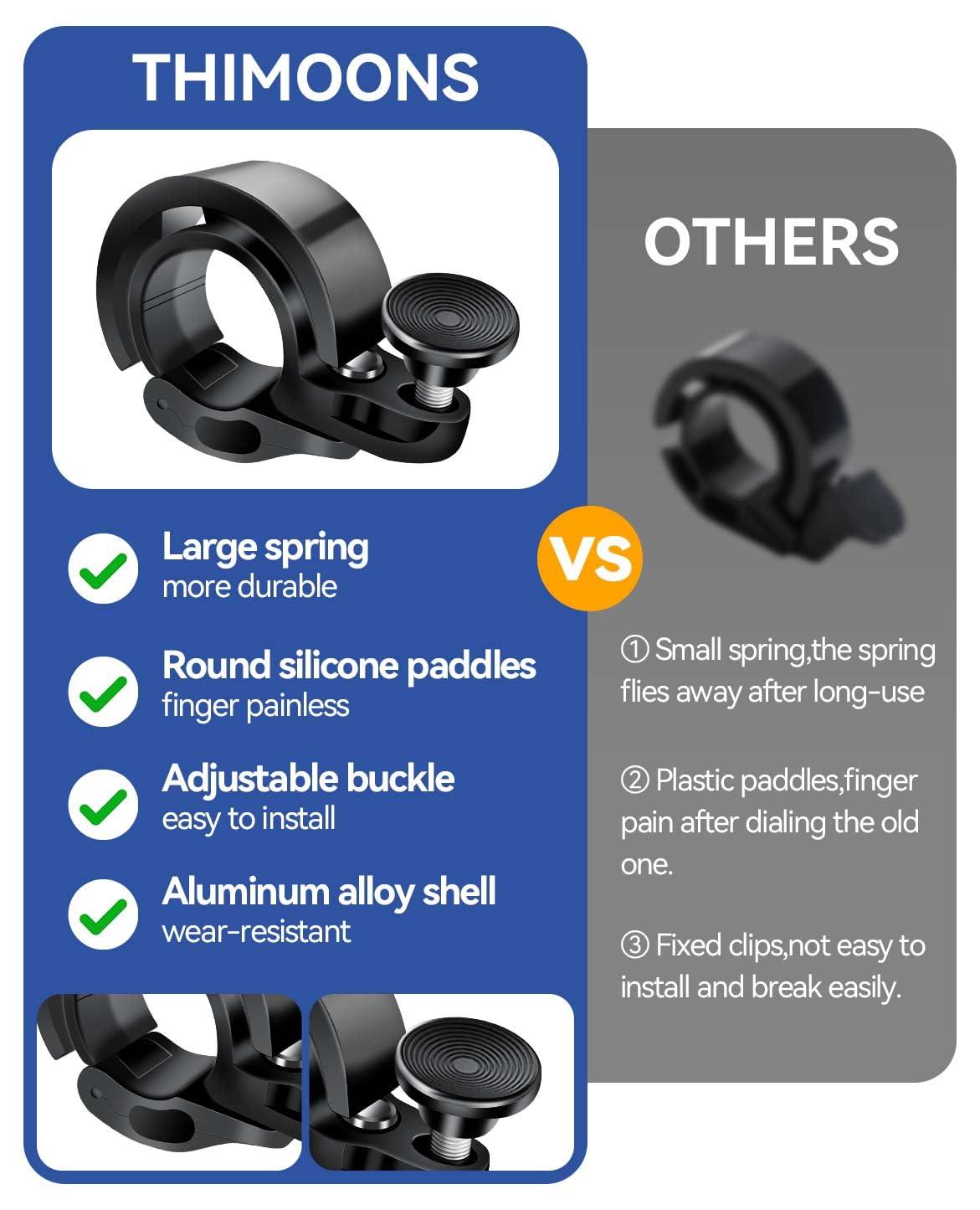 2 Pack Bike Bell for Mountain Bike - Loud & Clear Mini Bicycle Bell with 22.2-24mm Handlebar Mount - Perfect for Cycling, Commuting, and Outdoor Adventures